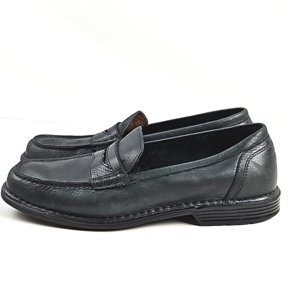 Rockport Adiprene by Adidas Black Leather Slip On Classic Comfort Penny Loafer